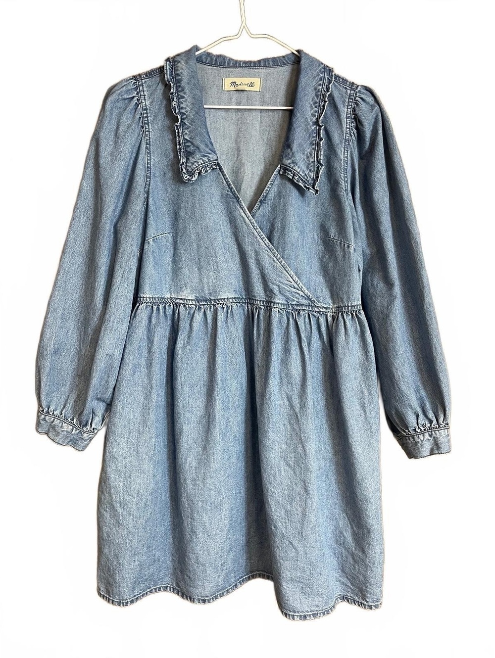 Madewell Ruffle Collar Faux Wrap cotton blend dress medium